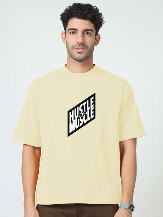 Printed Oversized Fitness Hustle for Mustle T-Shirt