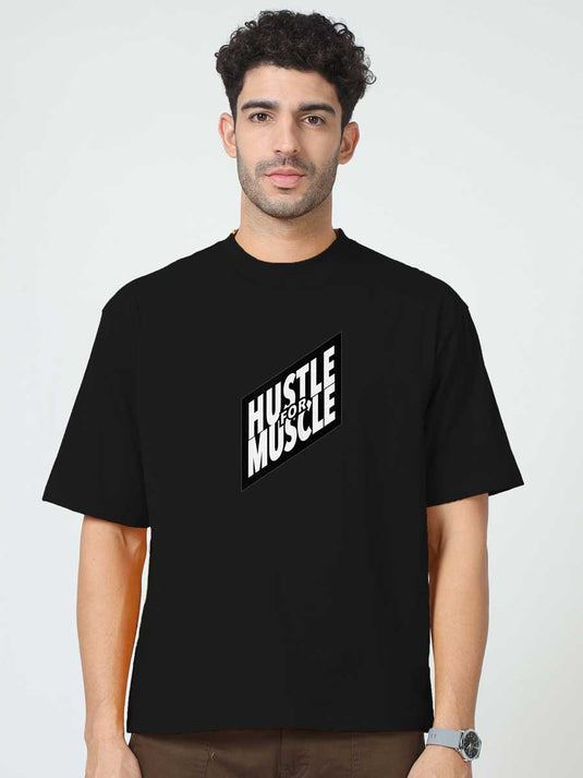 Printed Oversized Fitness Hustle for Mustle T-Shirt