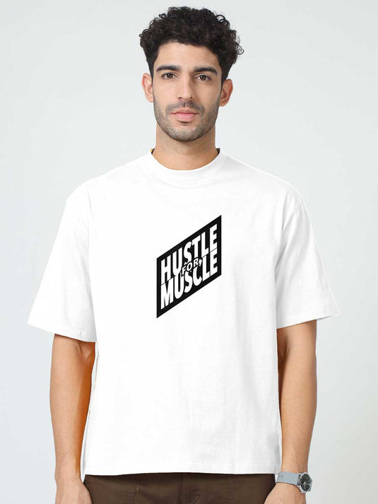 Printed Oversized Fitness Hustle for Mustle T-Shirt