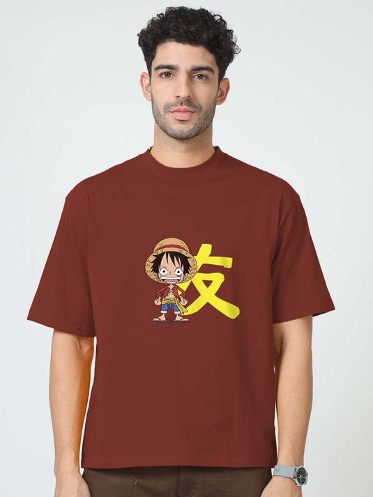 Printed Oversized Anime Luffy 2 T-Shirt