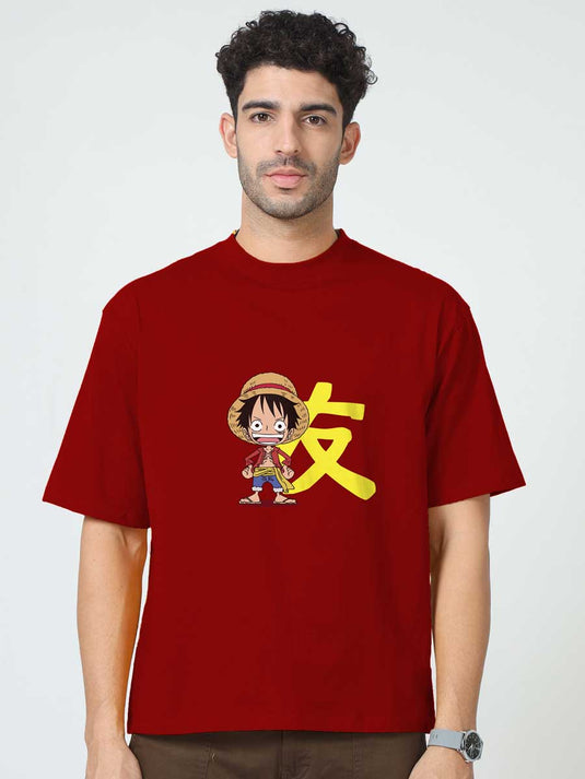 Printed Oversized Anime Luffy 2 T-Shirt