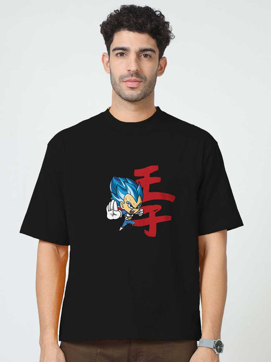 Printed Oversized Anime Vegeta T-Shirt