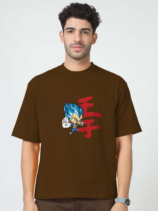 Printed Oversized Anime Vegeta T-Shirt