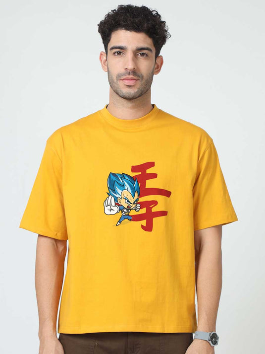 Printed Oversized Anime Vegeta T-Shirt