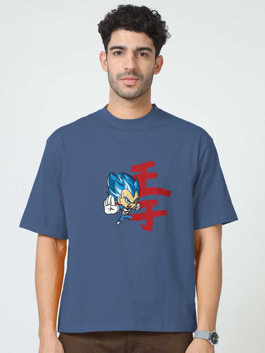 Printed Oversized Anime Vegeta T-Shirt