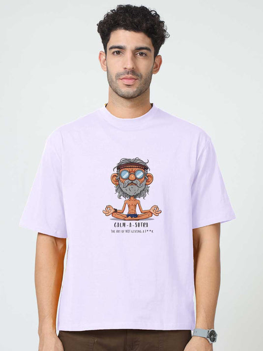 Printed Oversized Cartoon Baba Quotes T-Shirt