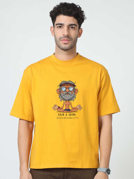 Printed Oversized Cartoon Baba Quotes T-Shirt