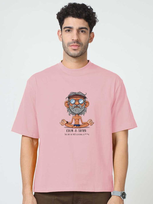 Printed Oversized Cartoon Baba Quotes T-Shirt