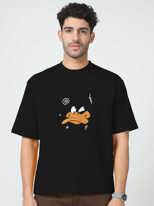 Printed Oversized Cartoon Daffy Duck 2 T-Shirt