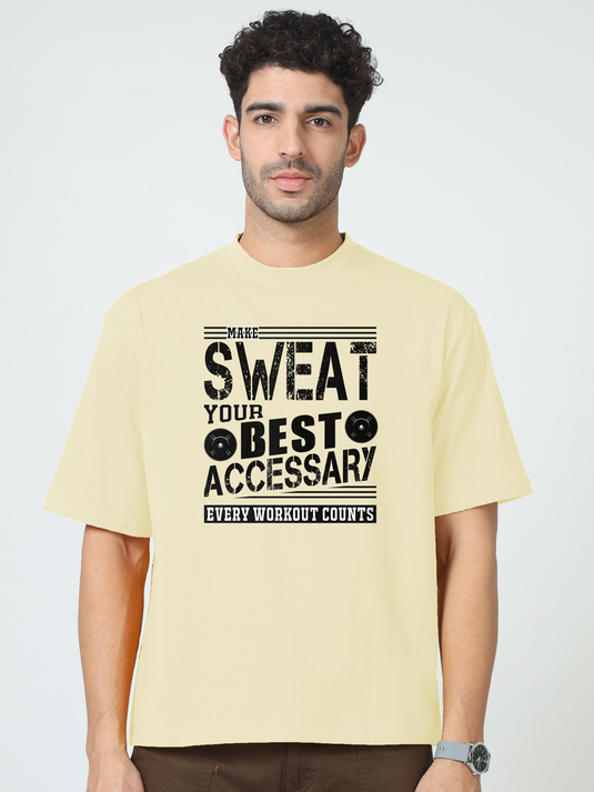 Printed Oversized Fitness Every Workout Counts T-Shirt