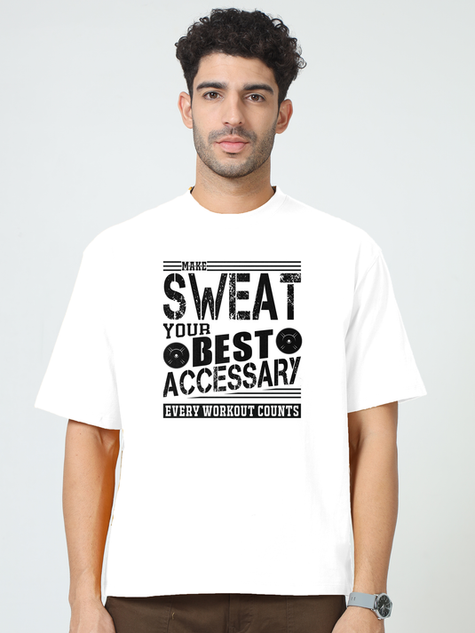 Printed Oversized Fitness Every Workout Counts T-Shirt