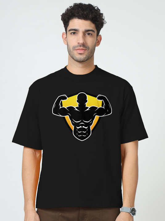 Printed Oversized Fitness Body Builder T-Shirt