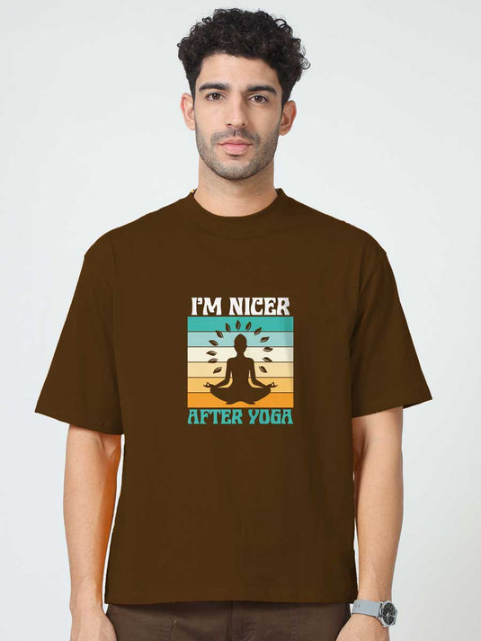 Printed Oversized Self Love I'm Nicer After Yoga T-Shirt