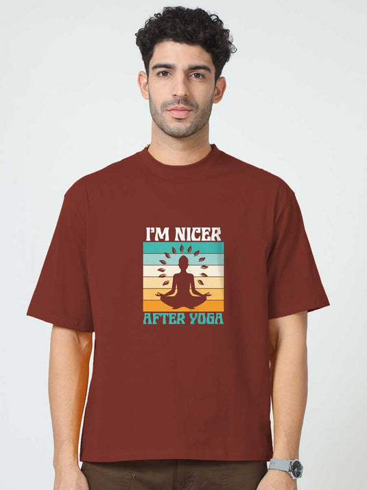 Printed Oversized Self Love I'm Nicer After Yoga T-Shirt