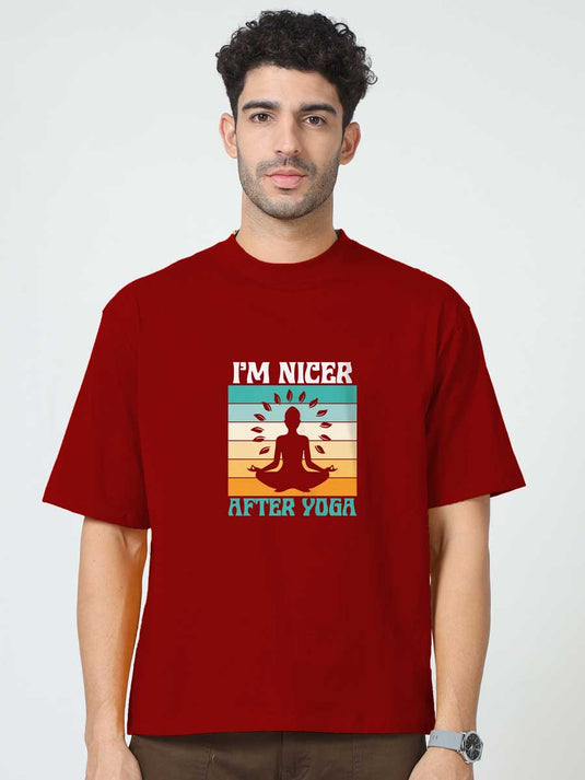 Printed Oversized Self Love I'm Nicer After Yoga T-Shirt