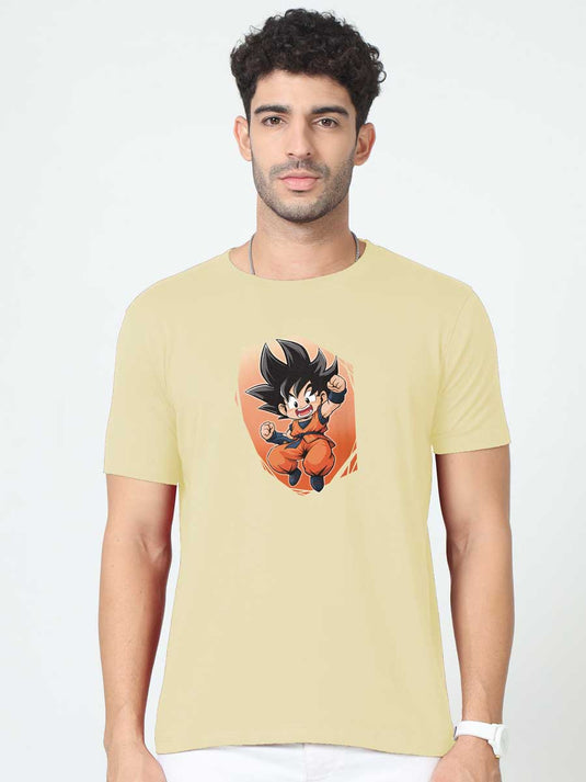 Printed Round Neck Anime Goku T-Shirt