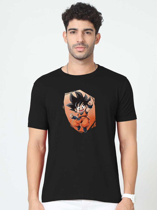 Printed Round Neck Anime Goku T-Shirt