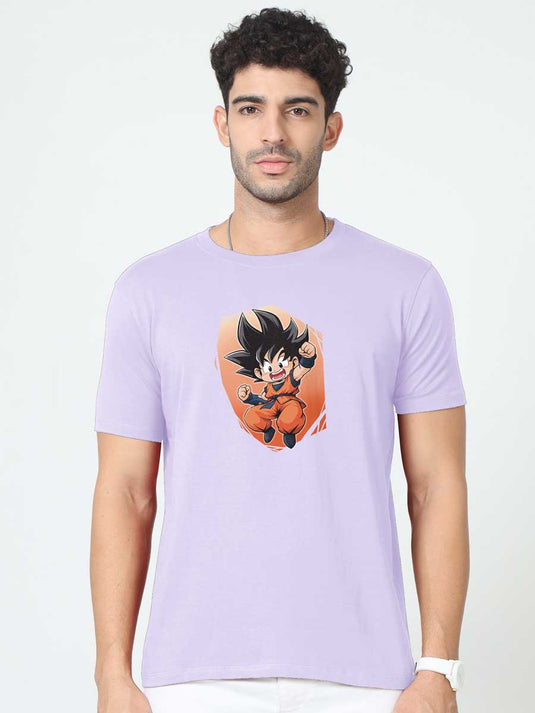 Printed Round Neck Anime Goku T-Shirt