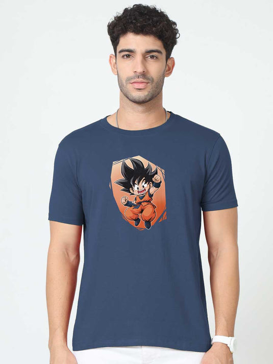 Printed Round Neck Anime Goku T-Shirt