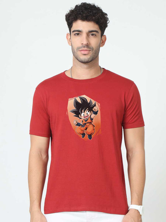 Printed Round Neck Anime Goku T-Shirt