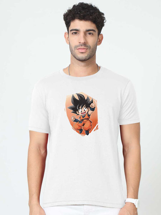 Printed Round Neck Anime Goku T-Shirt