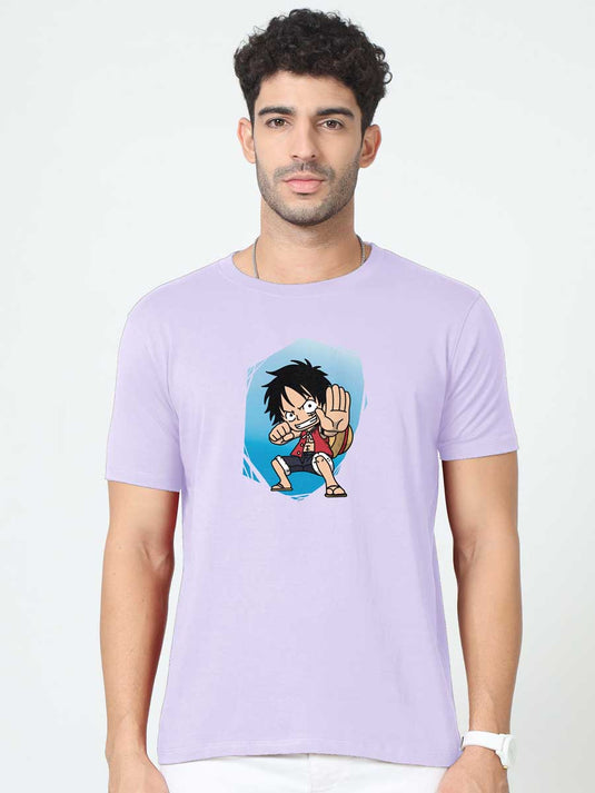 Printed Round Neck Anime Luffy 1 T-Shirt