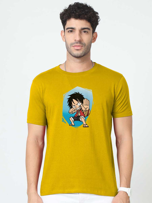 Printed Round Neck Anime Luffy 1 T-Shirt