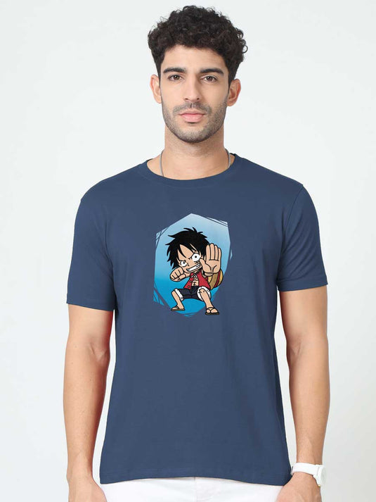 Printed Round Neck Anime Luffy 1 T-Shirt