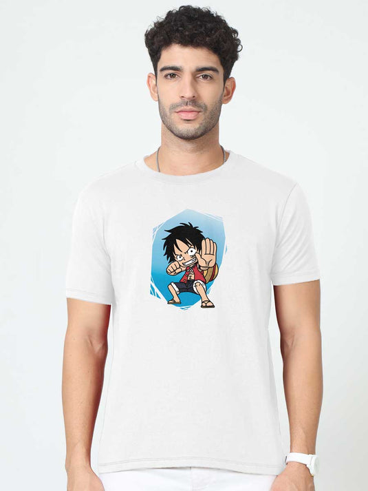 Printed Round Neck Anime Luffy 1 T-Shirt