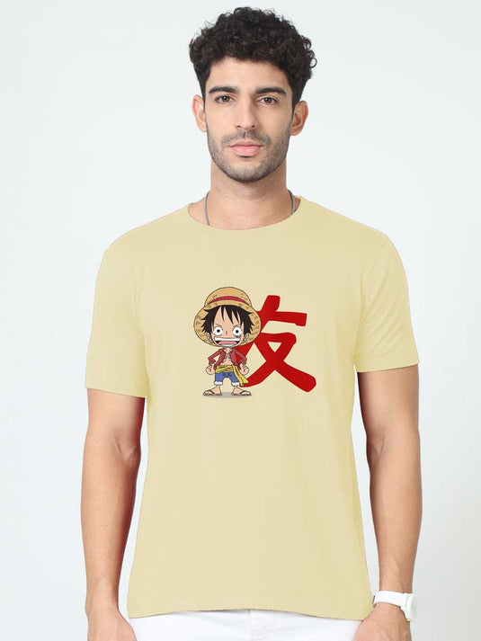 Printed Round Neck Anime Luffy 2 T-Shirt