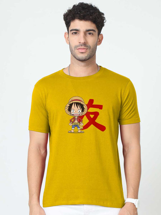 Printed Round Neck Anime Luffy 2 T-Shirt