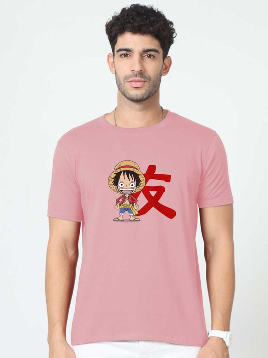 Printed Round Neck Anime Luffy 2 T-Shirt