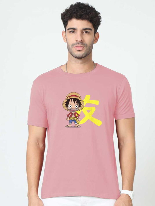 Printed Round Neck Anime Luffy 2 T-Shirt