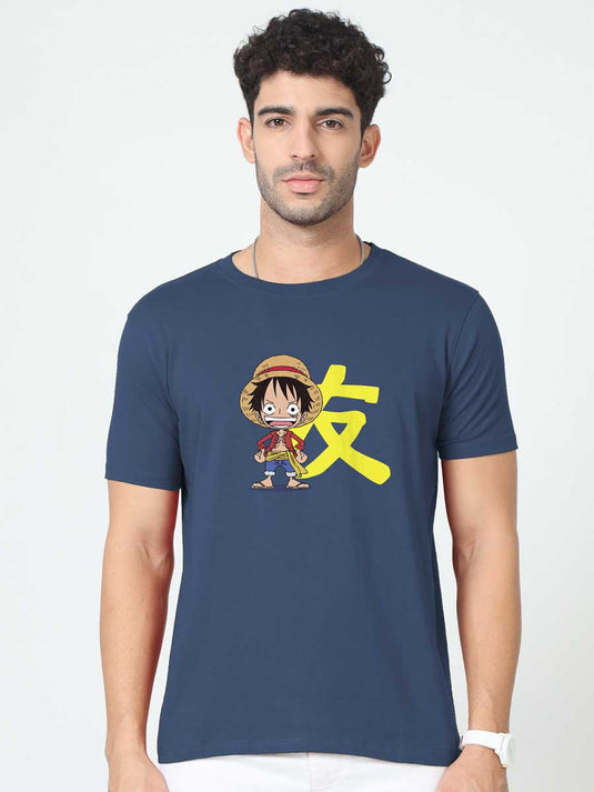 Printed Round Neck Anime Luffy 2 T-Shirt