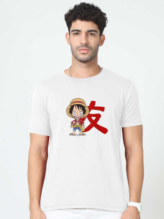 Printed Round Neck Anime Luffy 2 T-Shirt