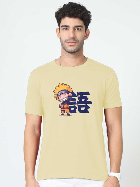 Printed Round Neck Anime Naruto T-Shirt