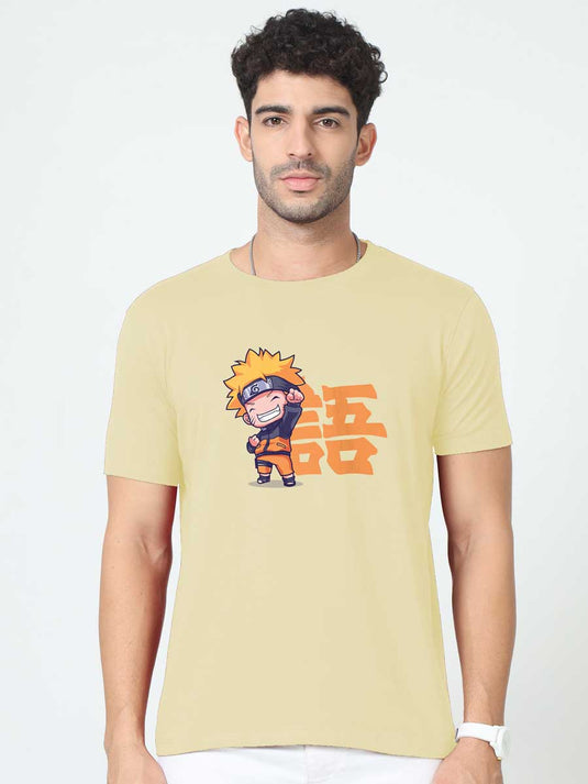 Printed Round Neck Anime Naruto T-Shirt