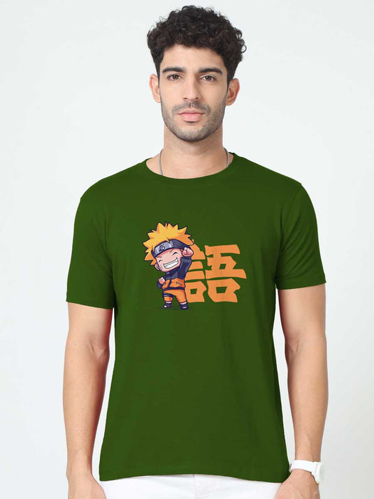 Printed Round Neck Anime Naruto T-Shirt