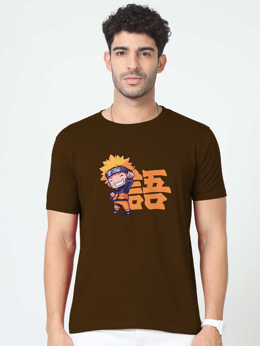 Printed Round Neck Anime Naruto T-Shirt