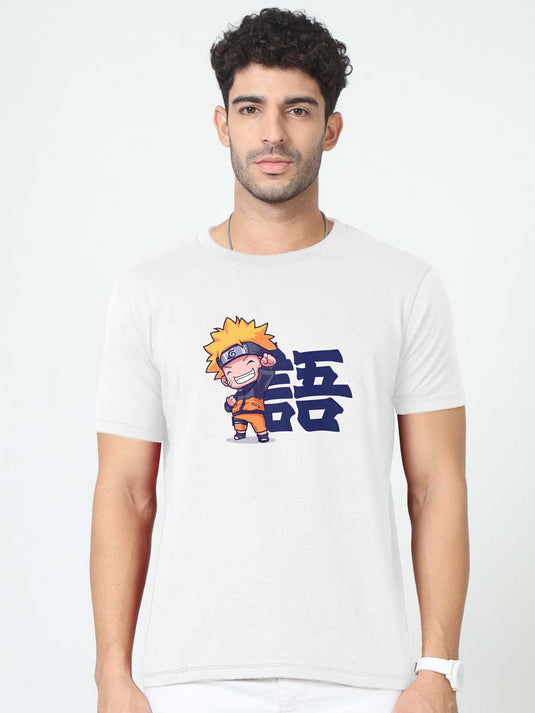 Printed Round Neck Anime Naruto T-Shirt