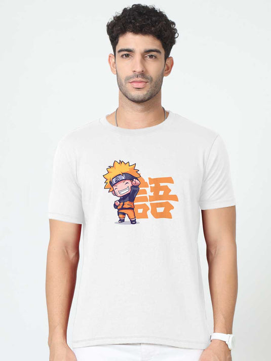 Printed Round Neck Anime Naruto T-Shirt