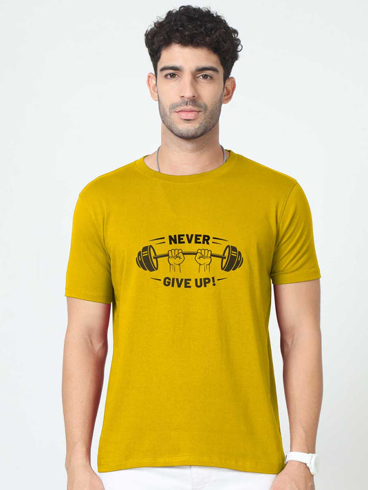 Printed Supima Fitness - Never Give Up T-Shirt