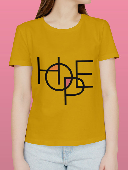 Printed Round Neck Self Love Hope-T-Shirt