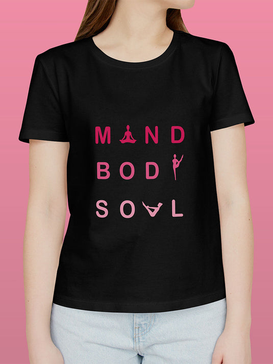 Printed Round Neck Self Love - Mind Body Soul T-Shirt