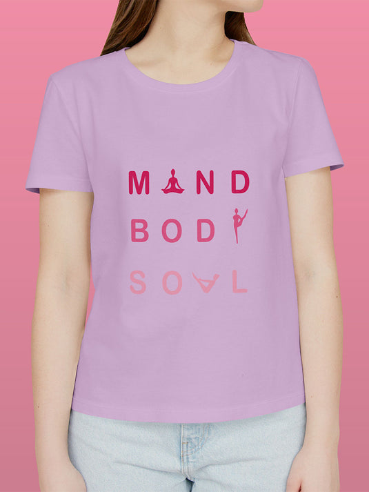 Printed Round Neck Self Love - Mind Body Soul T-Shirt