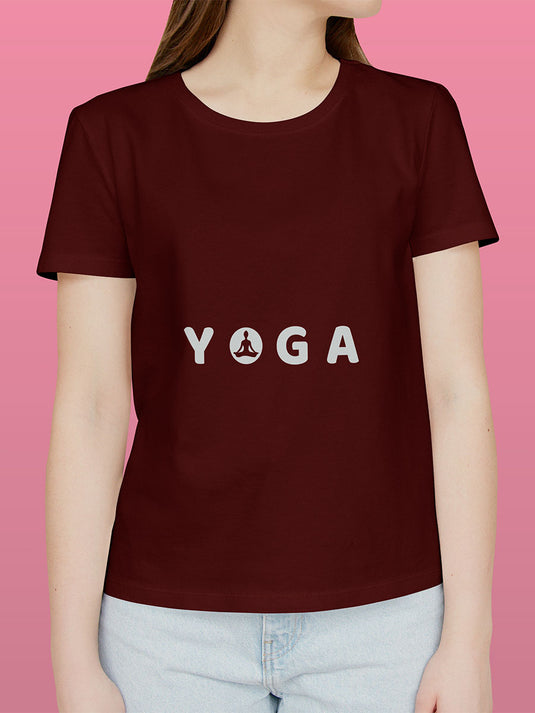 Printed Round Neck Self Love - Yoga T-Shirt