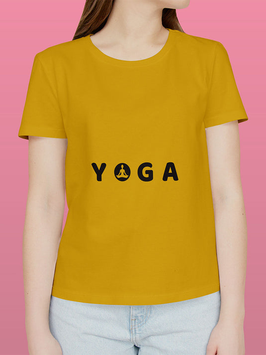 Printed Round Neck Self Love - Yoga T-Shirt