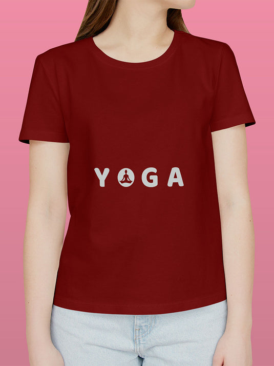 Printed Round Neck Self Love - Yoga T-Shirt